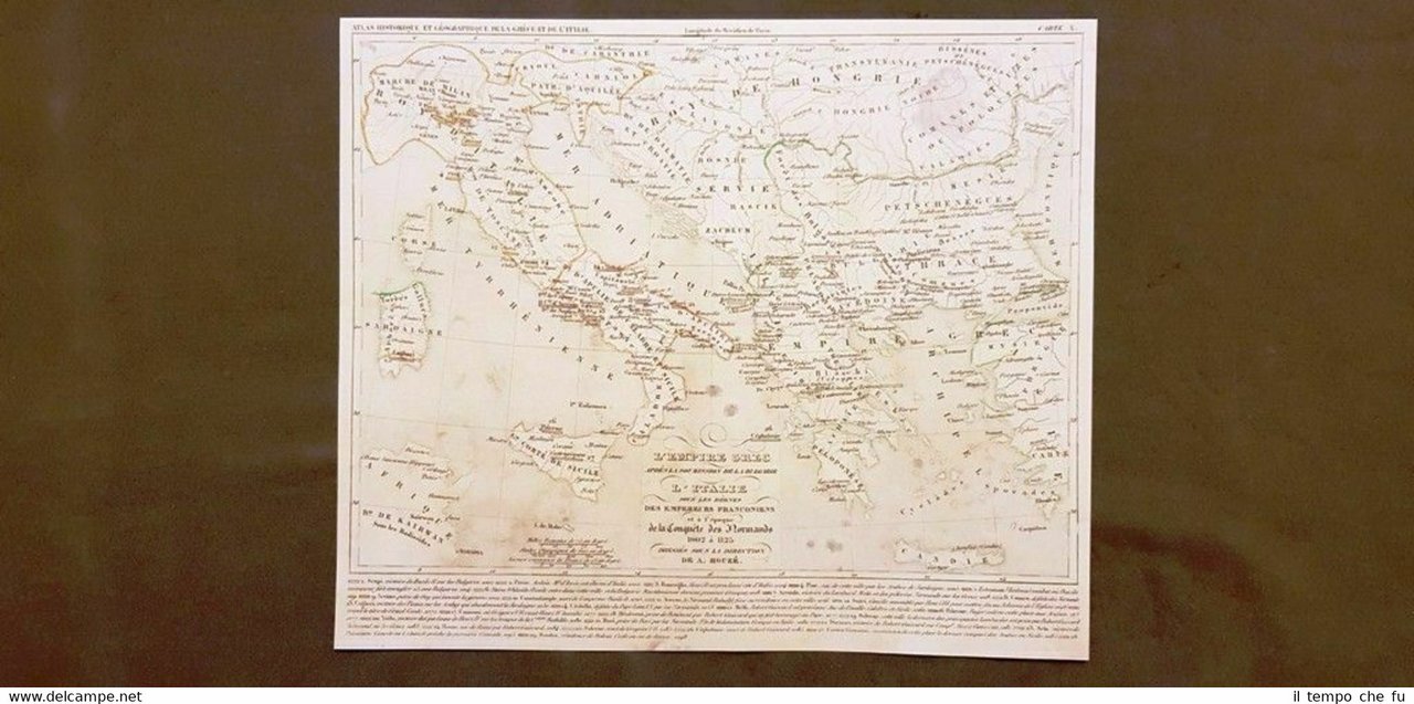 Impero Greco Bulgaria Italia Franconia Normandi 1002-1125 Carta geografica 1859