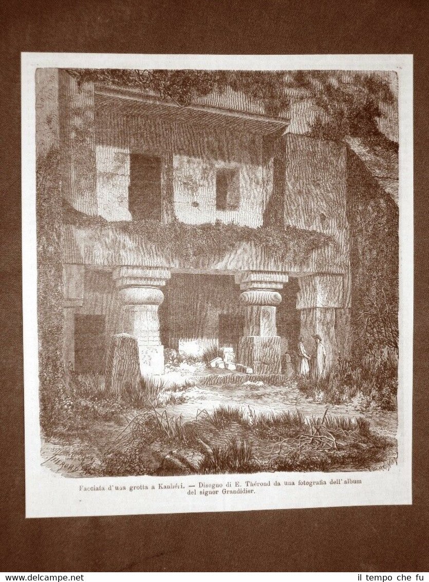 In India nel 1863 Facciata di una grotta di Kanheri