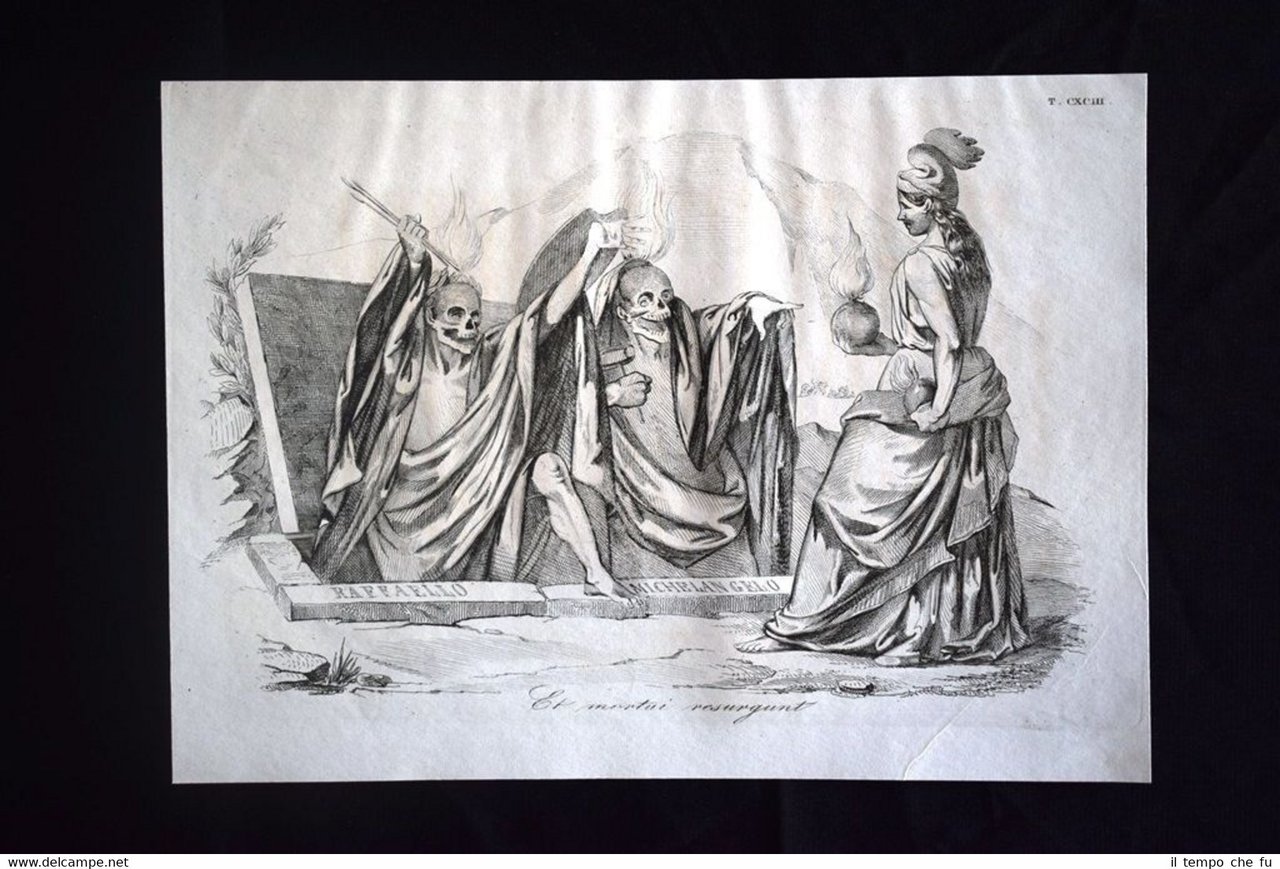 Incisione d'allegoria e satira Arte Italia distrutta da Francia Don …