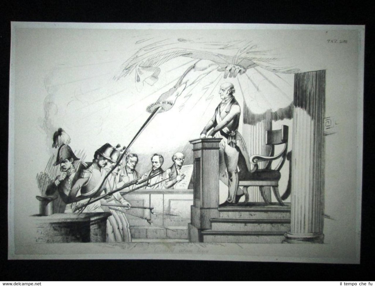 Incisione d'allegoria e satira Brandeburgo, Kunz Don Pirlone 1851