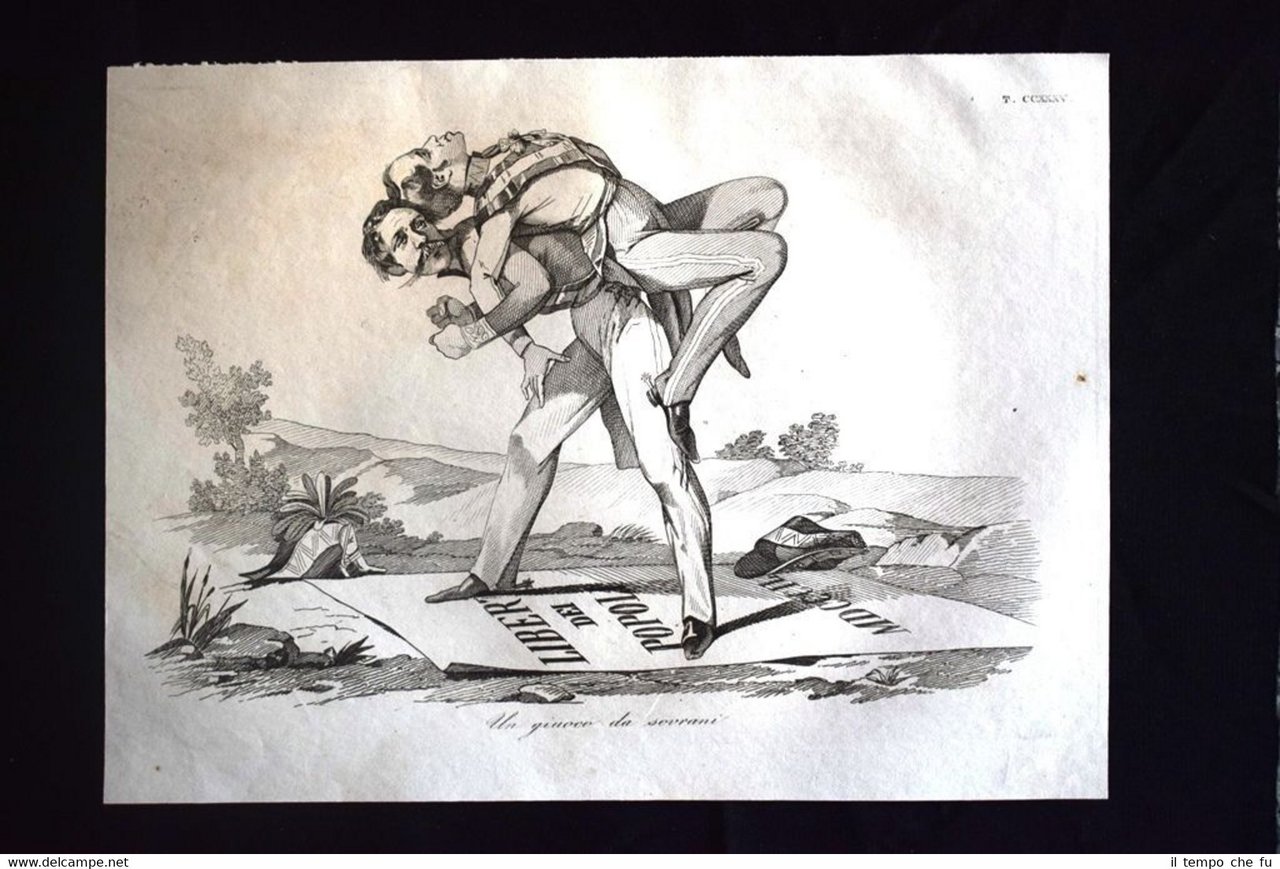 Incisione d'allegoria e satira Germania, Austria, Prussia Don Pirlone 1851