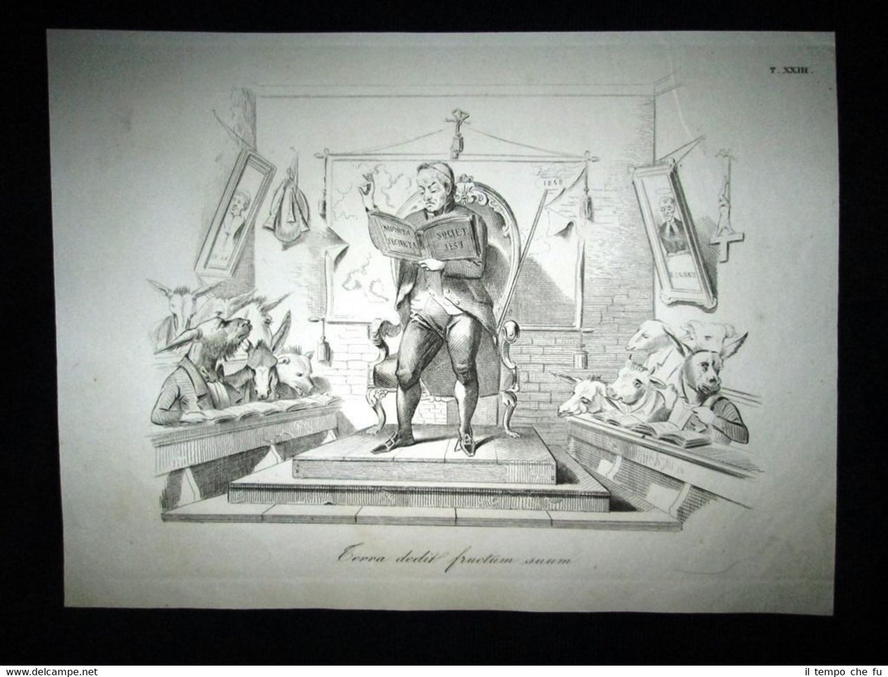 Incisione d'allegoria e satira Mons. Giovanni Soglia Ceroni Don Pirlone …