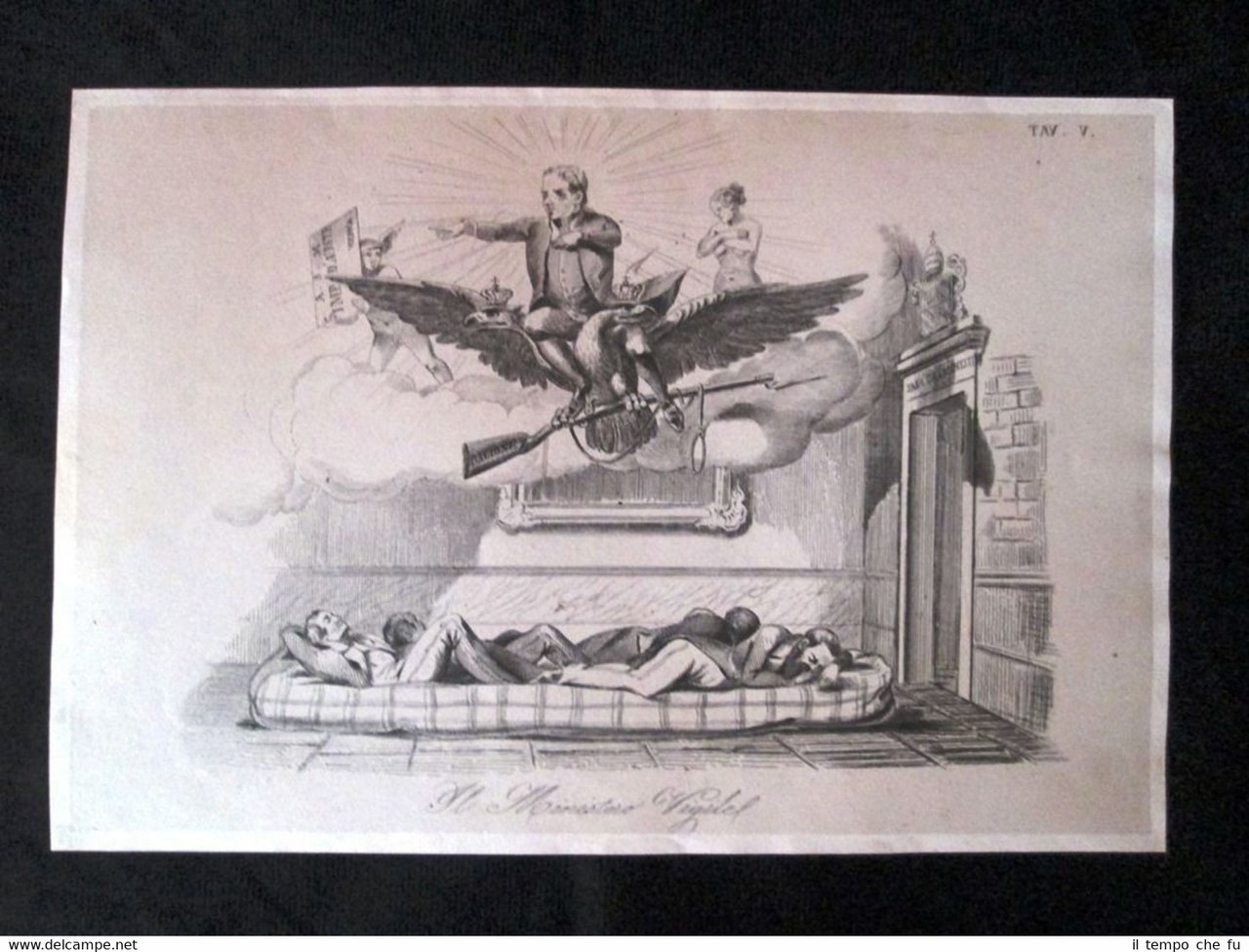 Incisione d'allegoria e satira Mons. Soglia, Ministri, Austria Don Pirlone …