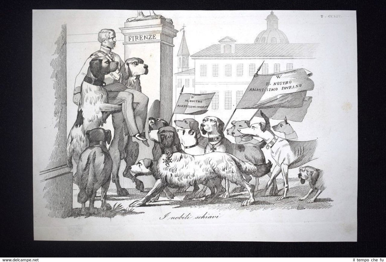 Incisione d'allegoria e satira Ritorno di Leopoldo II a Firenze …