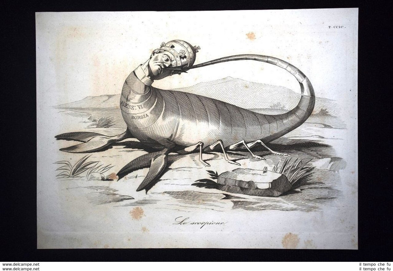 Incisione d'allegoria e satira Rodrigo Borgia o Alessandro VI Don …