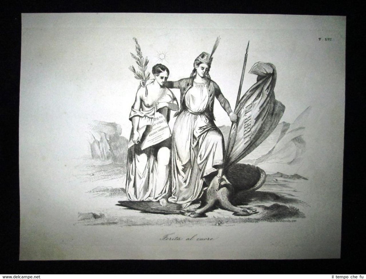 Incisione d'allegoria e satira Ungheria e Italia contro Austria Don …