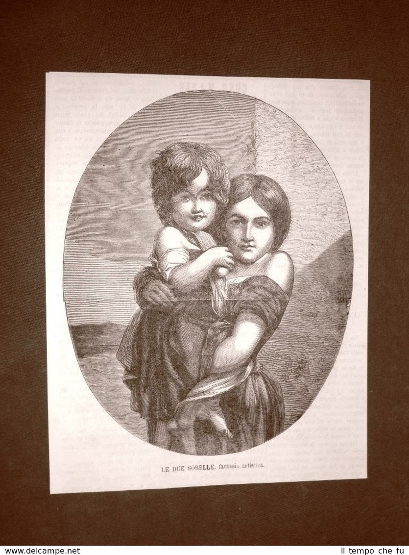 Incisione del 1866 Le due sorelle Autore da identificare (Doré?)