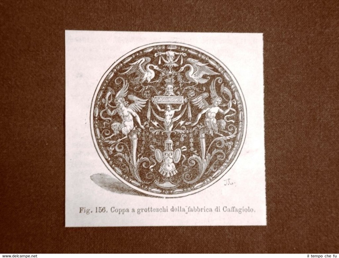 Incisione del 1875 Coppa a grotteschi della fabbrica di Caffagliolo