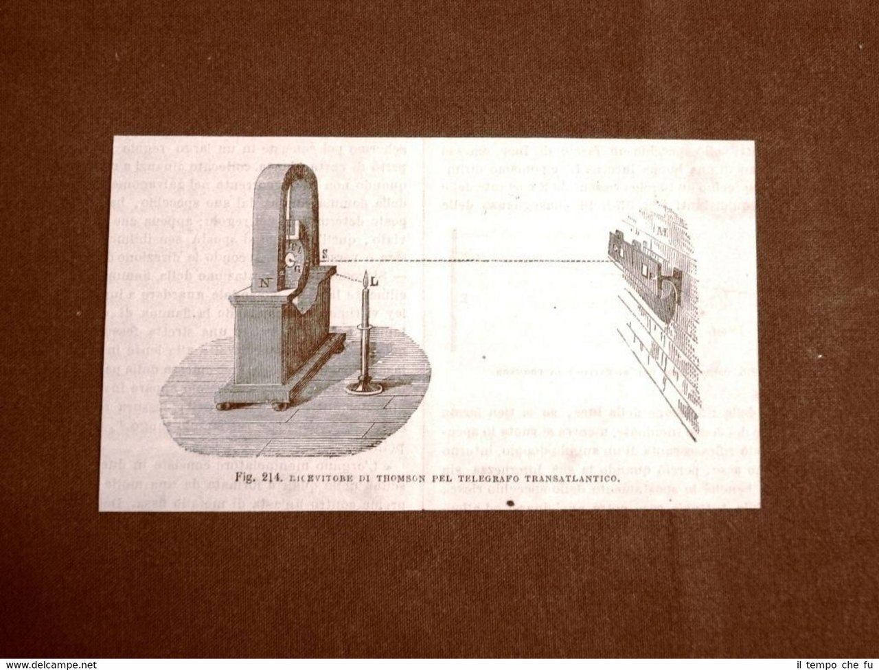 Incisione del 1875 Invenzione Il telegrafo Ricevitore Thomson transatlantico
