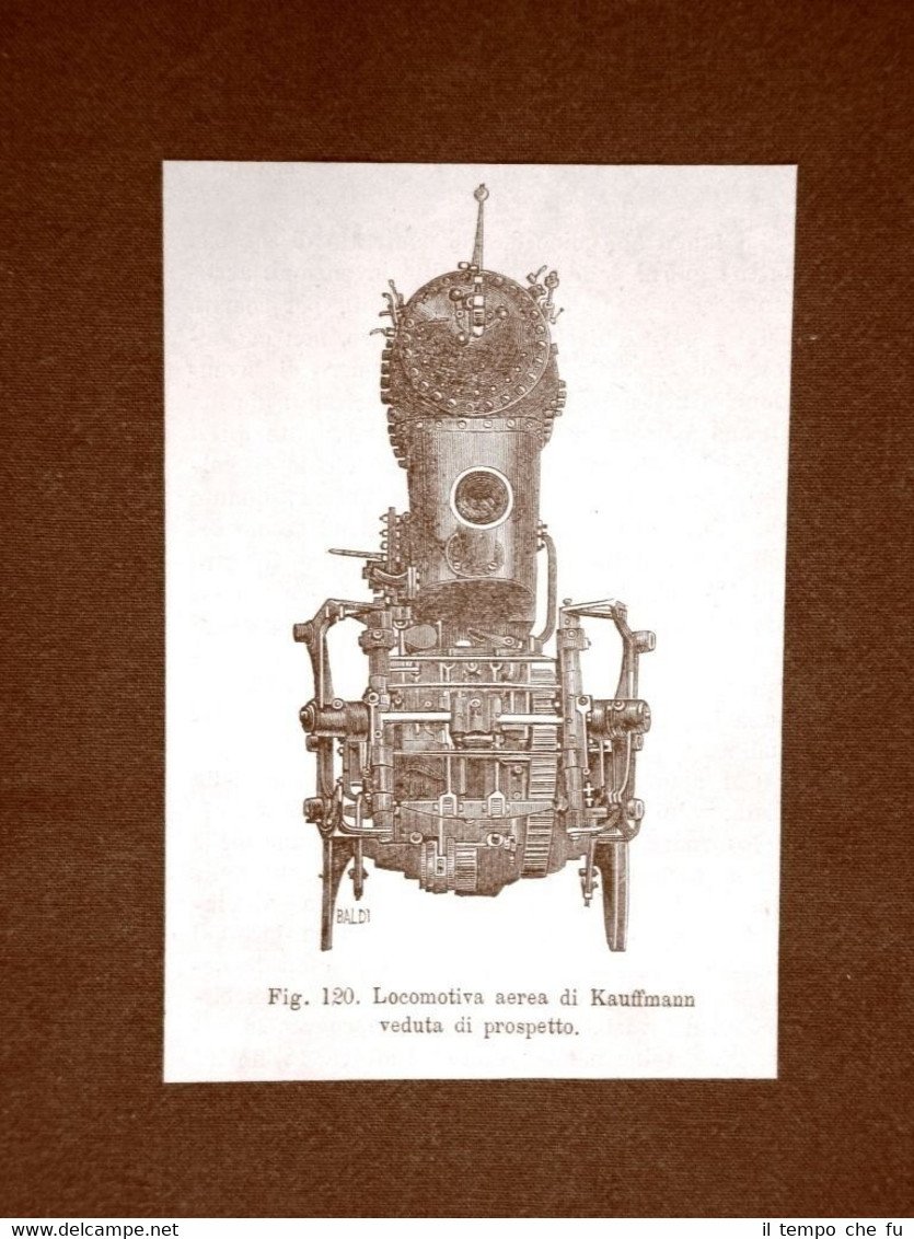 Incisione del 1875 La locomotiva aerea di Kauffmann veduta di …