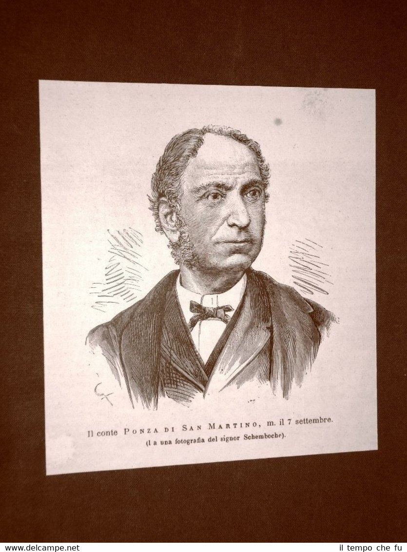 Incisione del 1876 Il Conte Ponza di San Martino