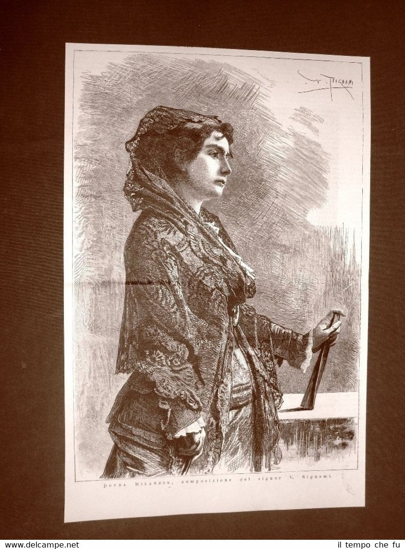Incisione del 1877 Donna milanese o di Milano Composizione di …