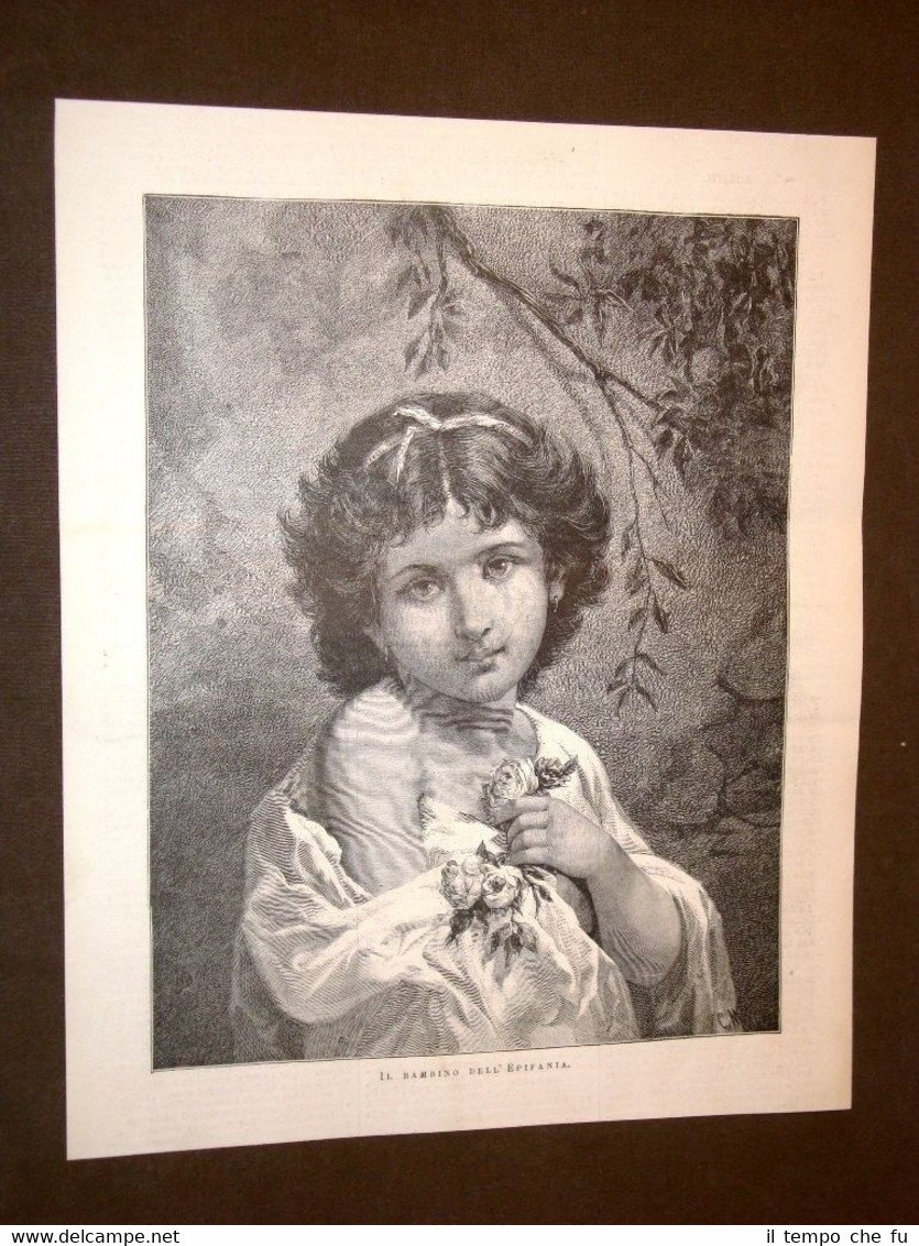 Incisione del 1878 Composizione Il bambino dell'Epifania Befana Da identificare