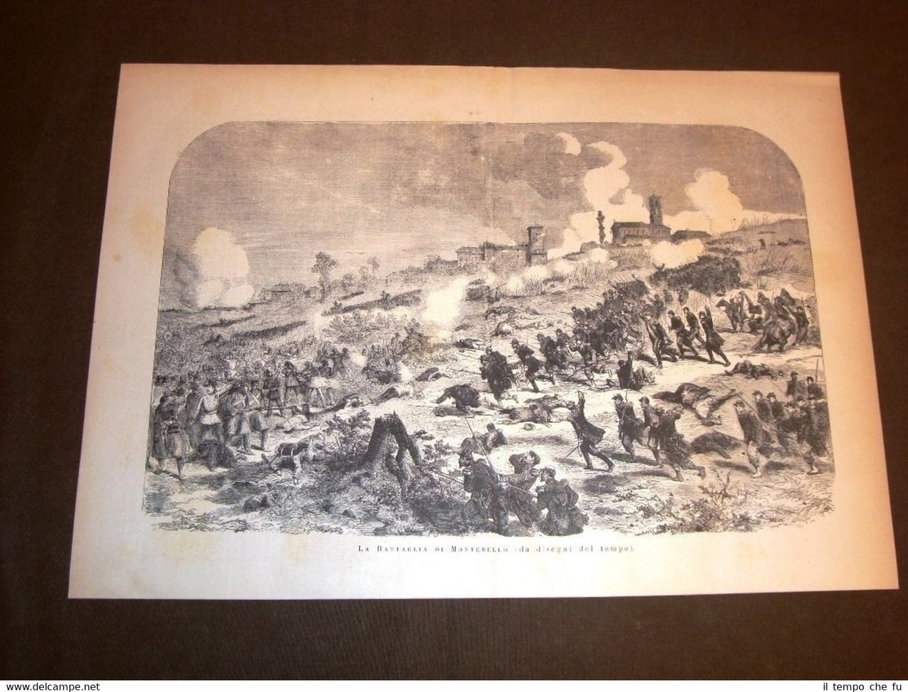 Incisione del 1884 Giuseppe Garibaldi e la Battaglia di Montebello