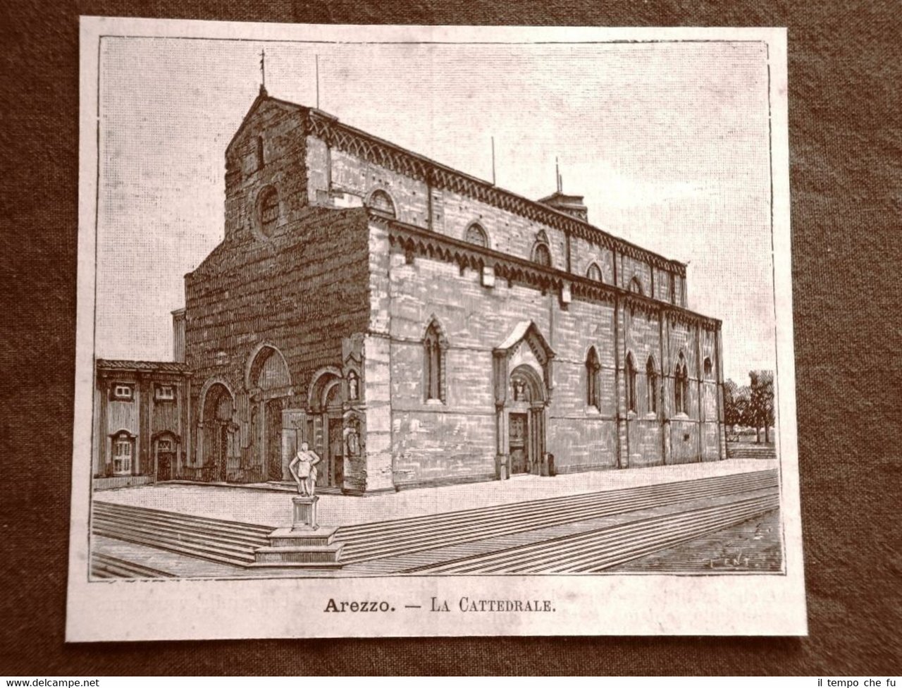 Incisione del 1891 Arezzo, La Cattedrale - Toscana