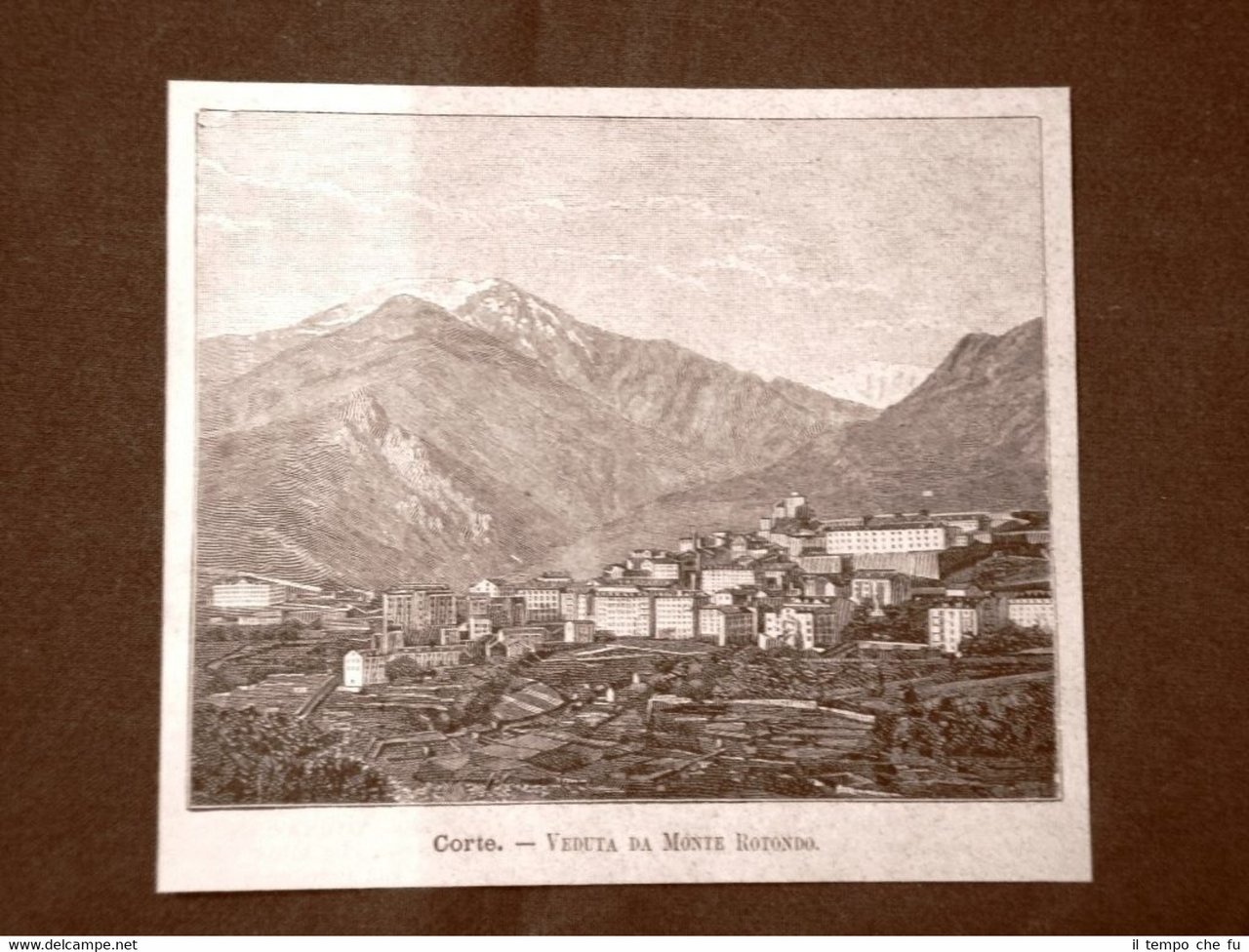 Incisione del 1891 Corte, veduta da Monte Rotondo - Corsica | Immagine principale