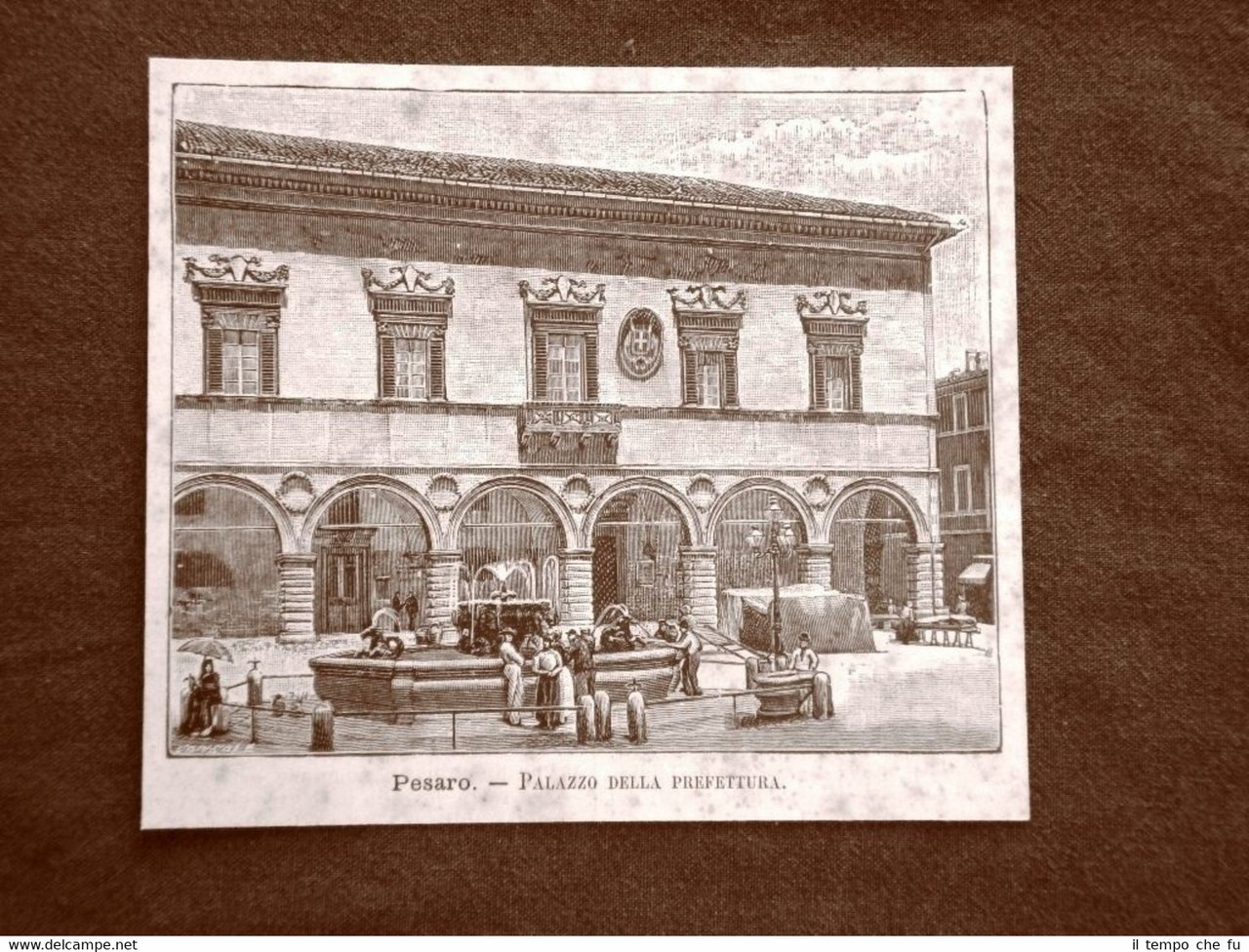 Incisione del 1891 Pesaro, Palazzo della Prefettura - Marche