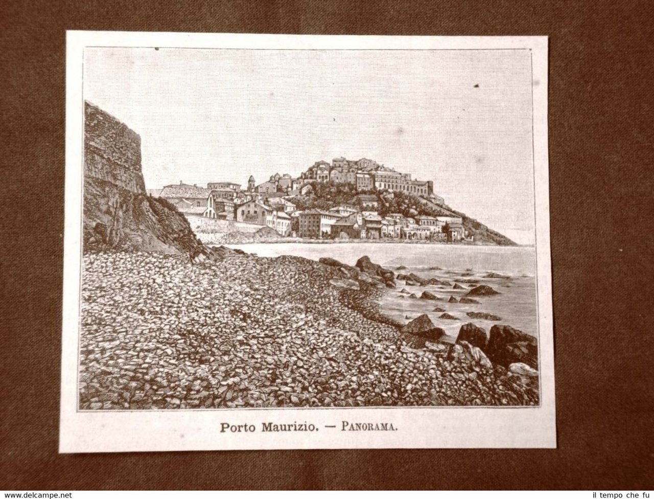 Incisione del 1891 Porto Maurizio, Panorama - Liguria