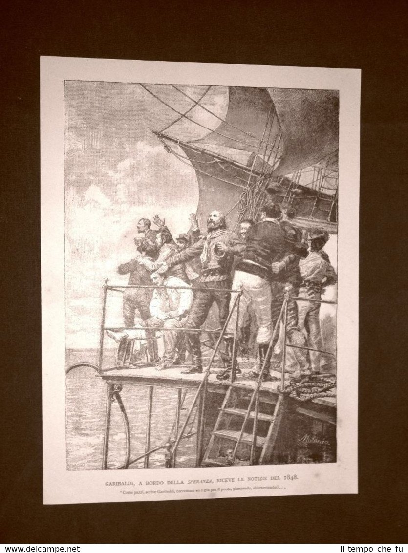 Incisione del 1892 Garibaldi e l'Unità d'Italia Sulla Speranza notizie …