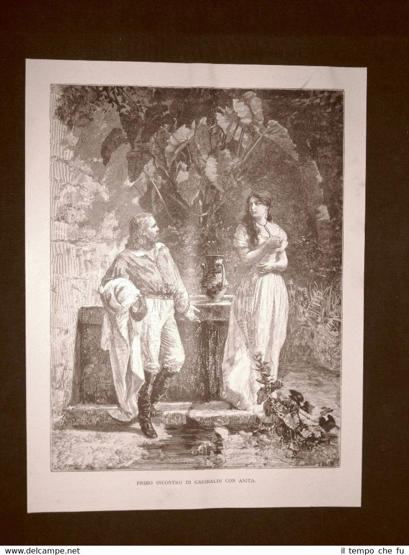 Incisione del 1892 Giuseppe Garibaldi incontra Anita per la prima …