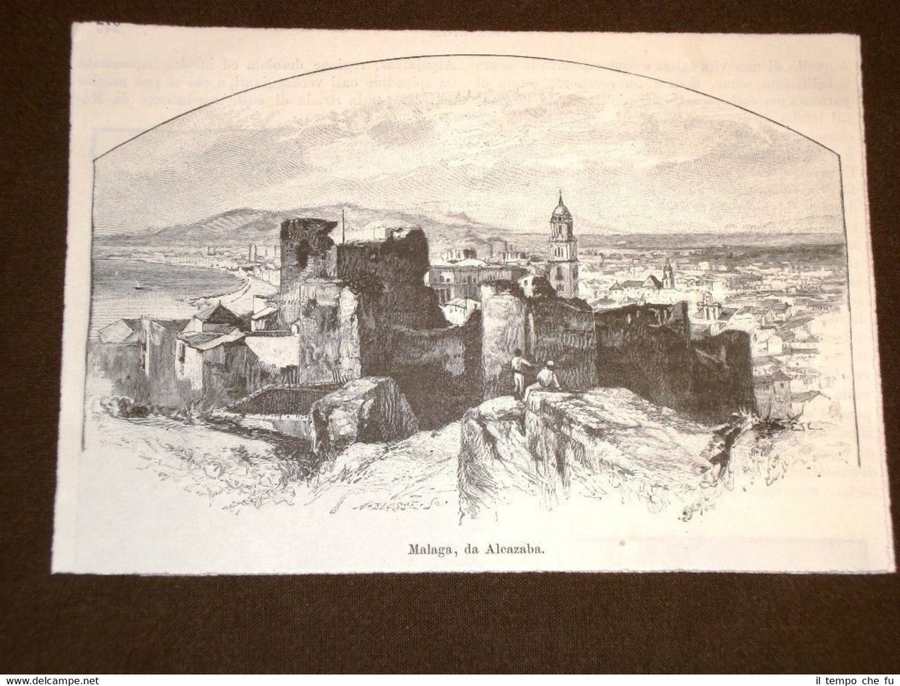 Incisione del 1892 La città di Malaga da Alcazaba Mediterraneo …