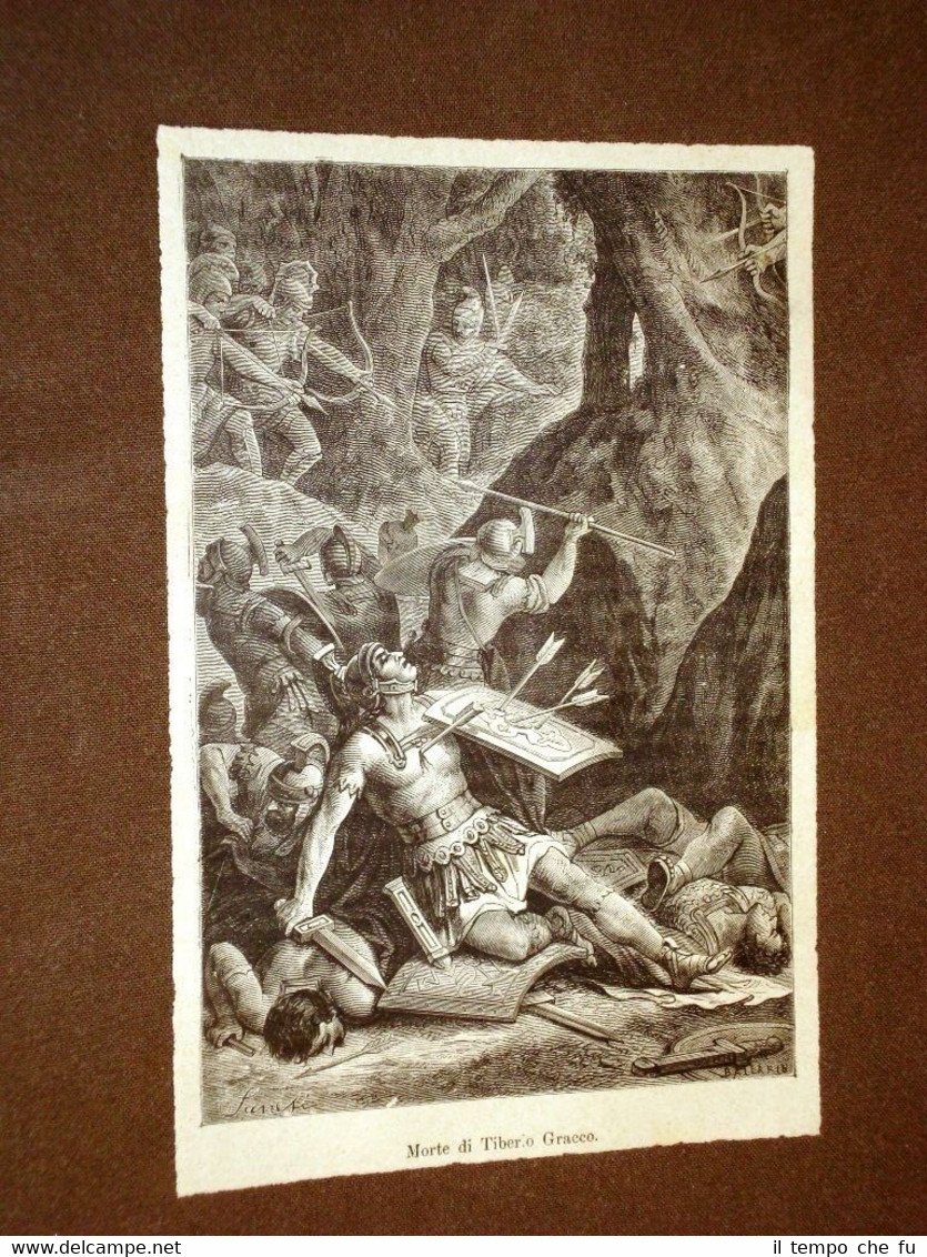 Incisione di fine '800 La morte di Tiberio Gracco