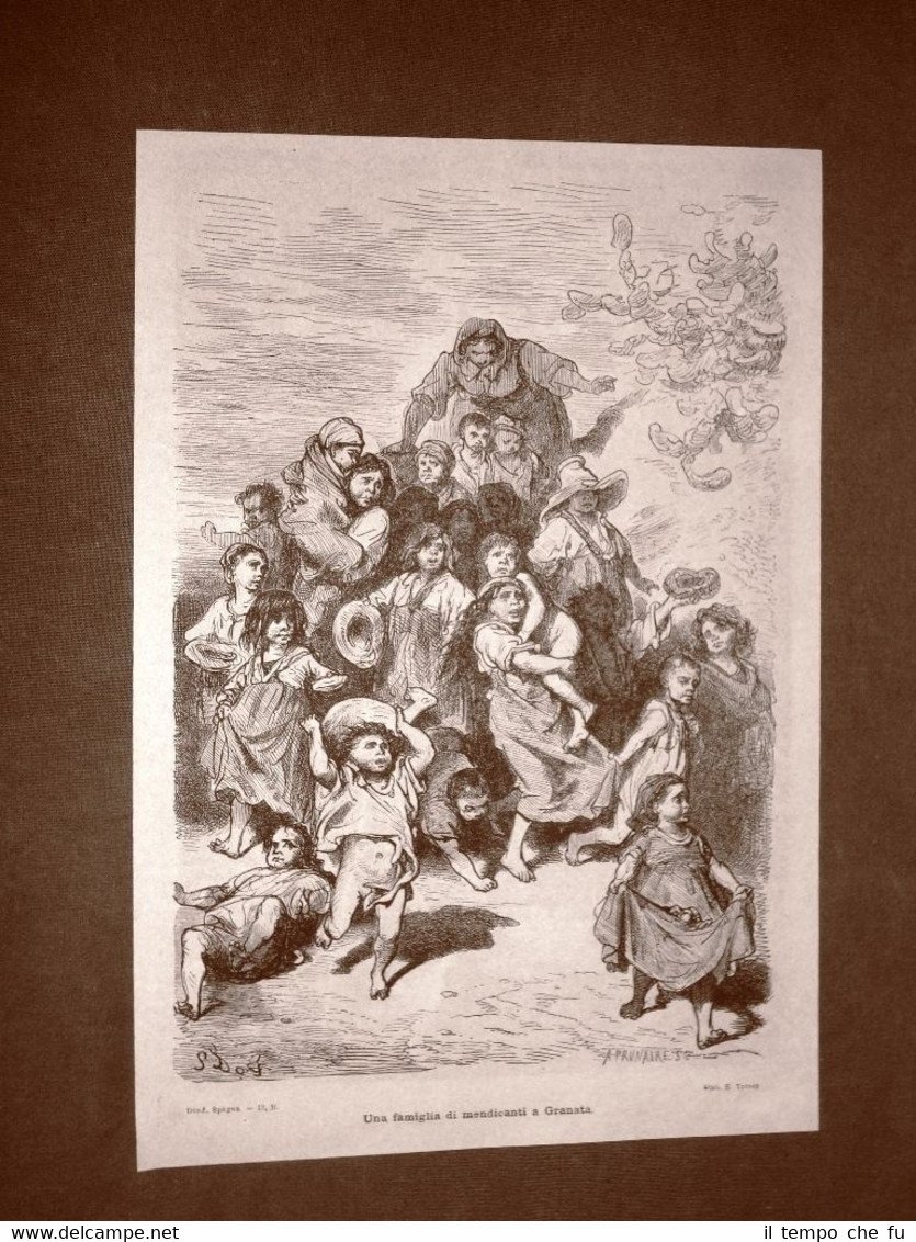 Incisione di Gustave Dorè del 1874 Famiglia mendicanti Granata Spagna … | Immagine principale