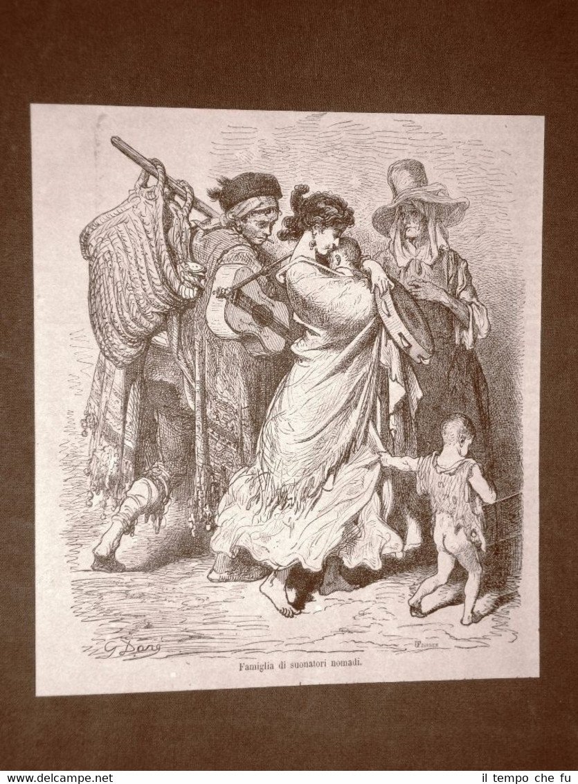 Incisione di Gustave Dorè del 1874 Suonatori nomadi Lorca Spagna …