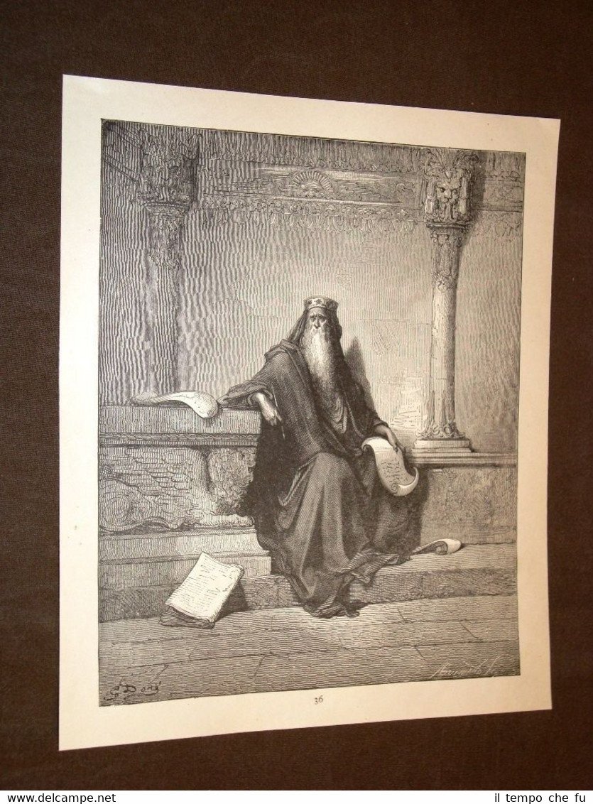 Incisione di Gustave Dorè del 1880 Bibbia Salomone Bible Engraving | Immagine principale