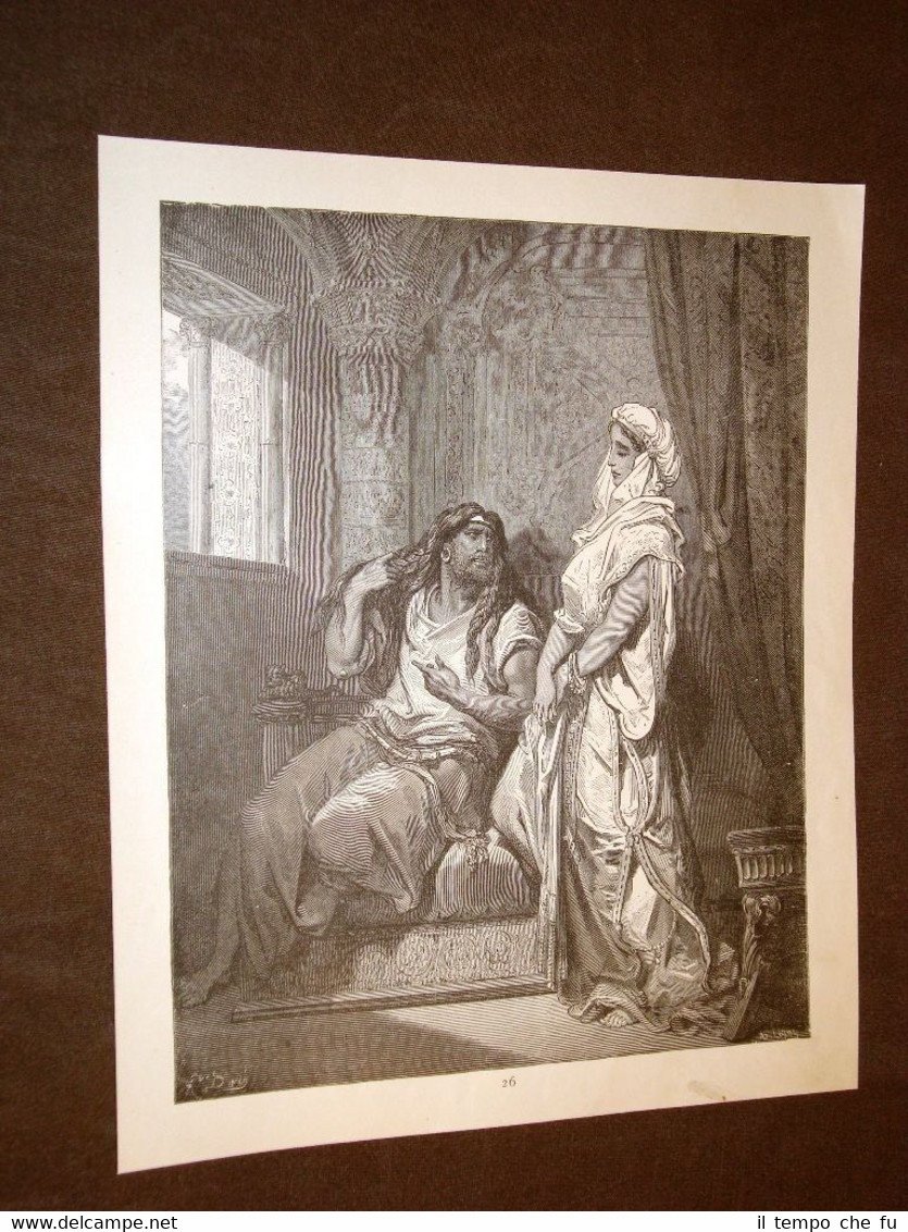 Incisione di Gustave Dorè del 1880 Bibbia Sansone e Dalila …