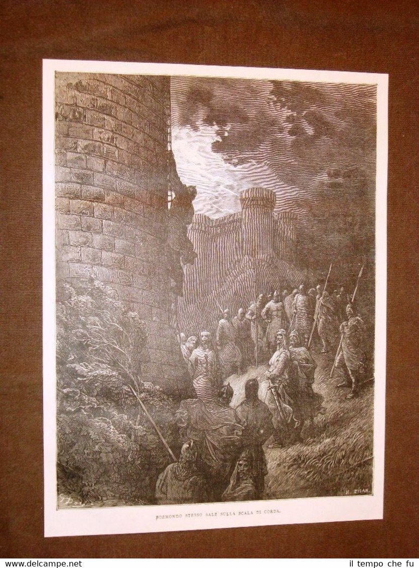 Incisione di Gustave Dorè del 1884 Boemondo nell'Assedio d'Antiochia Crociata