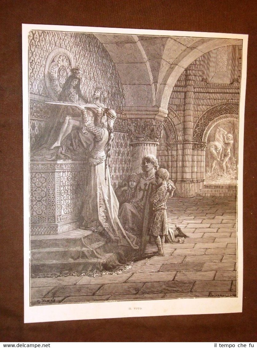 Incisione di Gustave Dorè del 1884 Il voto del Crociato …