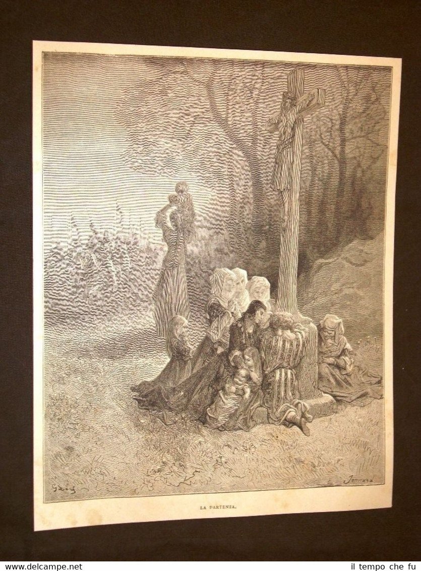 Incisione di Gustave Dorè del 1884 La partenza dei crociati …