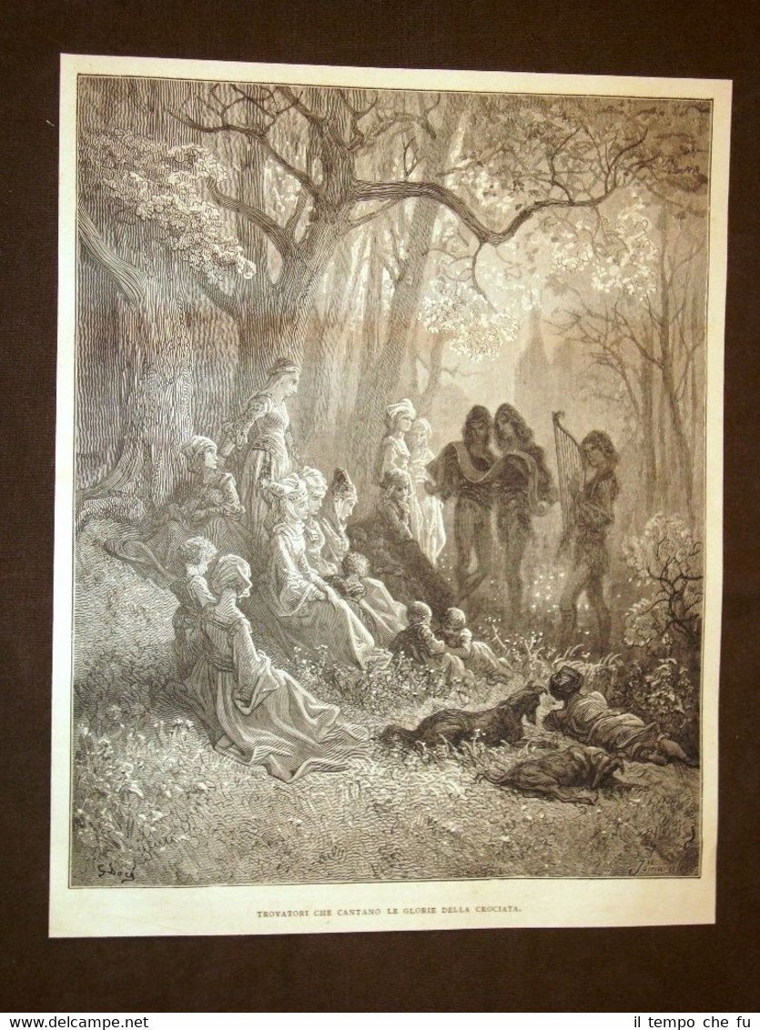 Incisione di Gustave Dorè del 1884 Trovatori cantano le glorie … | Immagine principale