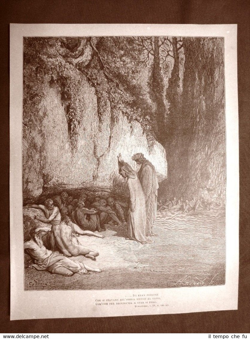 Incisione di Gustave Dorè del 1890 Dante e Belacqua Divina …