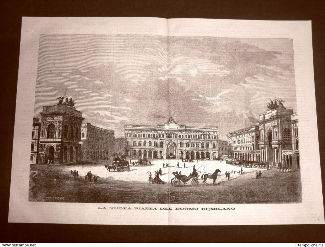 Incisione enorme del 1865 La nuova Piazza del Duomo di …