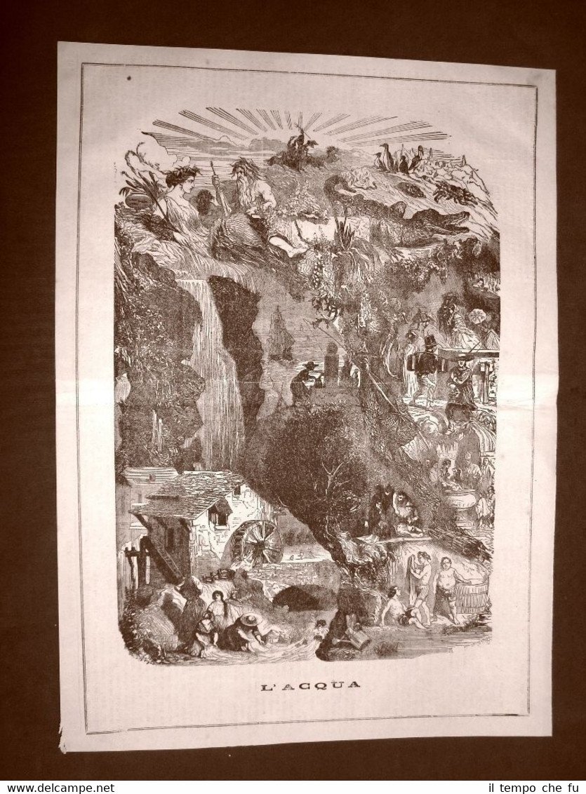 Incisione enorme del 1866 L'acqua Autore da identificare (Doré?)