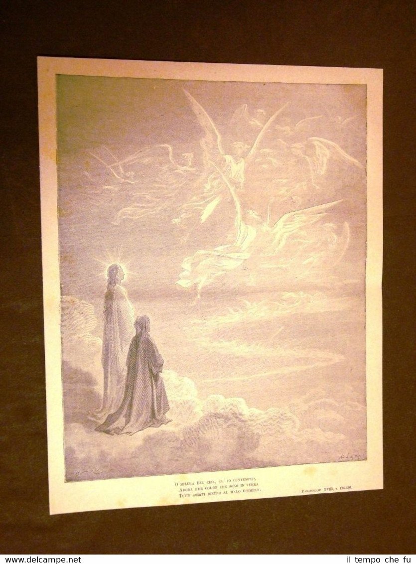 Incisione Gustave Dorè 1880 Paradiso Anime Antichi Re Dante's Paradise …