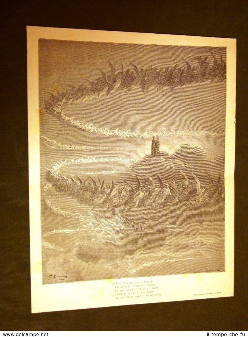 Incisione Gustave Dorè 1880 Paradiso Anime Governanti Dante's Paradise Engraving