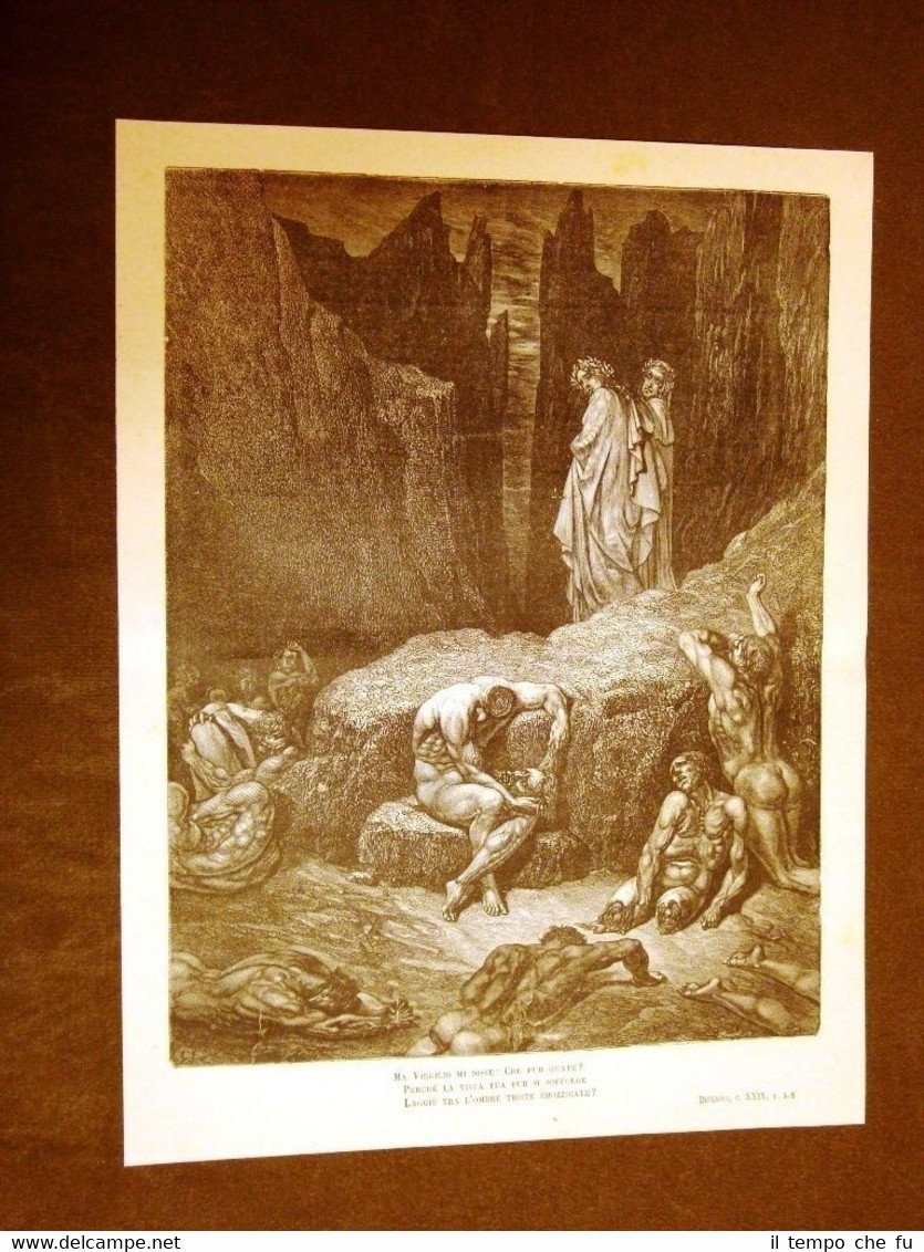 Incisione Gustave Dorè del 1880 Discordia Geri del Bello Dante …