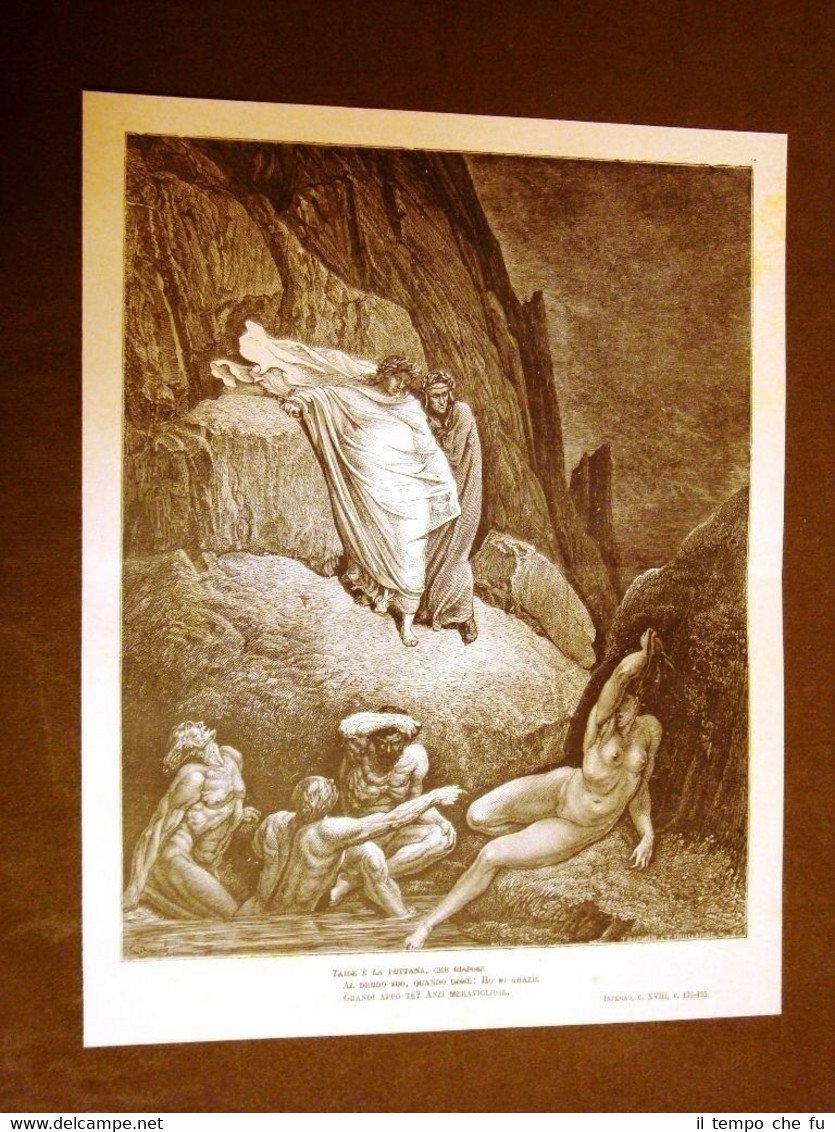 Incisione Gustave Dorè del 1880 La Taide di Terenzio Dante' …