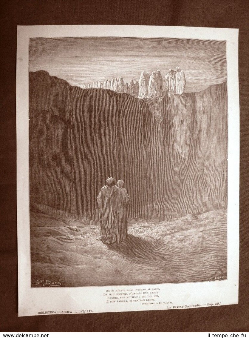 Incisione Gustave Dorè del 1890 Moltitudine di Anime Divina Commedia …