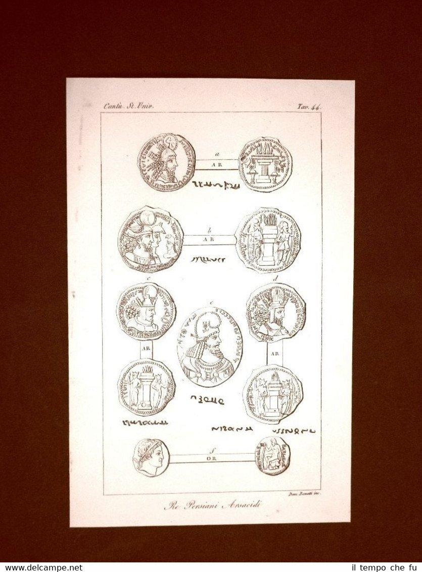 Incisione in rame del 1846 Persia Artaserse I Vararane II …