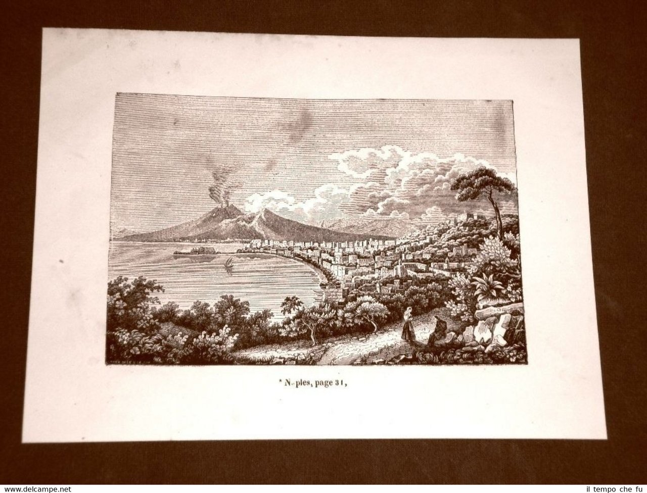 Incisione in rame del 1849 Antica veduta del Golfo di …