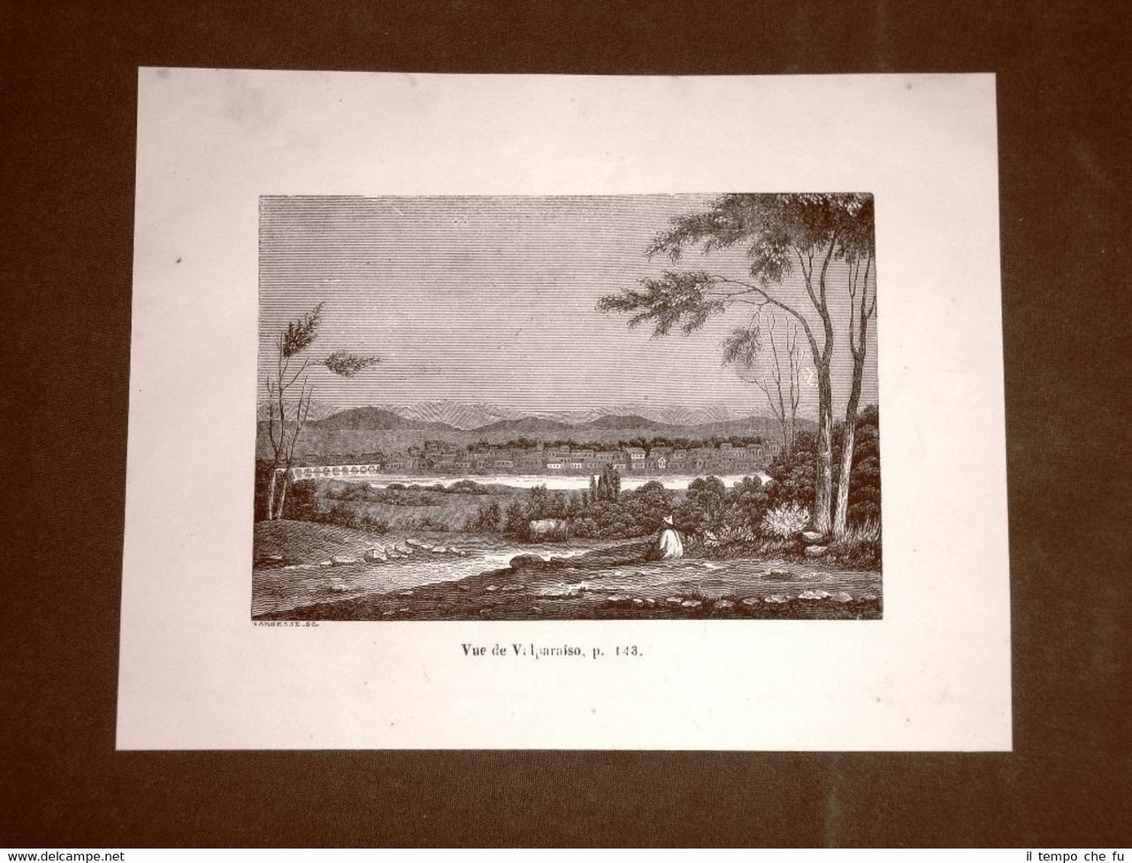 Incisione in rame del 1849 Veduta di Valparaíso o Valle … | Immagine principale