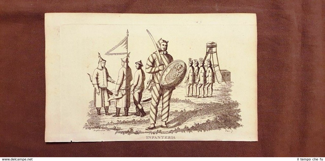 Infanteria o fanteria cinese Cina Acquaforte del 1830 Costume antico … | Immagine principale