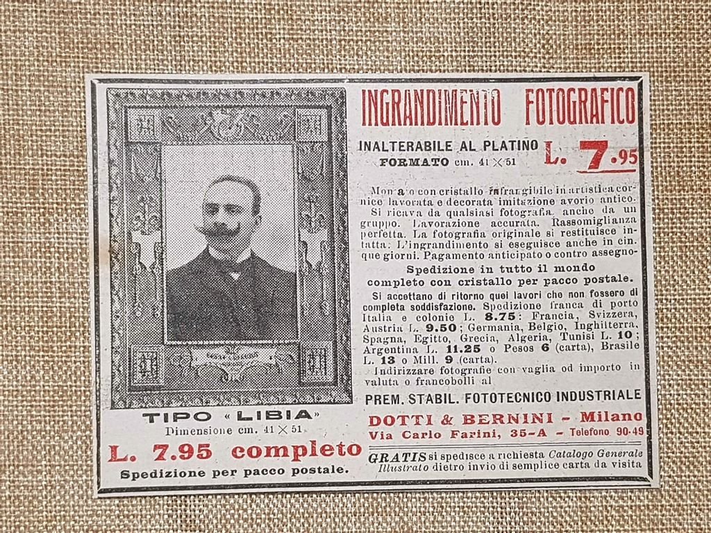 Ingrandimento fotografico Dotti & Bernini Milano Pubblicità del 1914 (3)