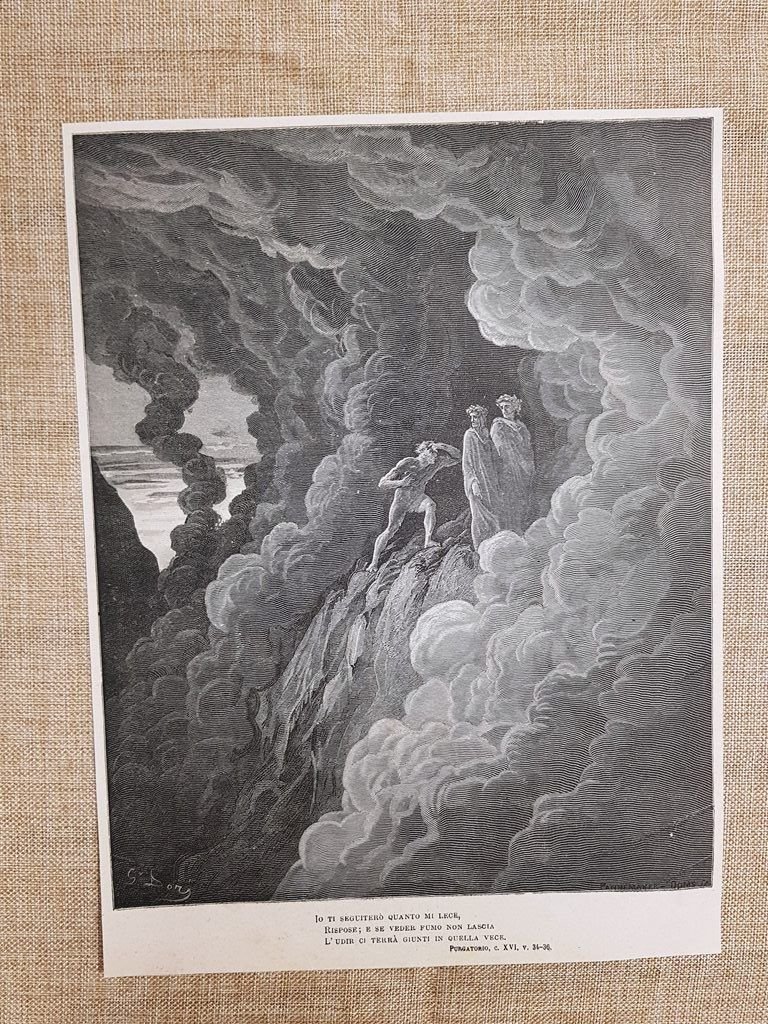 Iracondi Marco Lombardo Divina Commedia Purgatorio Incisione Gustave Doré 1887 …