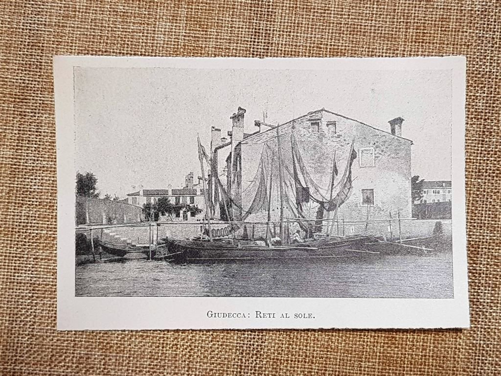 Isola della Giudecca Reti al Sole Venezia Stampa del 1899