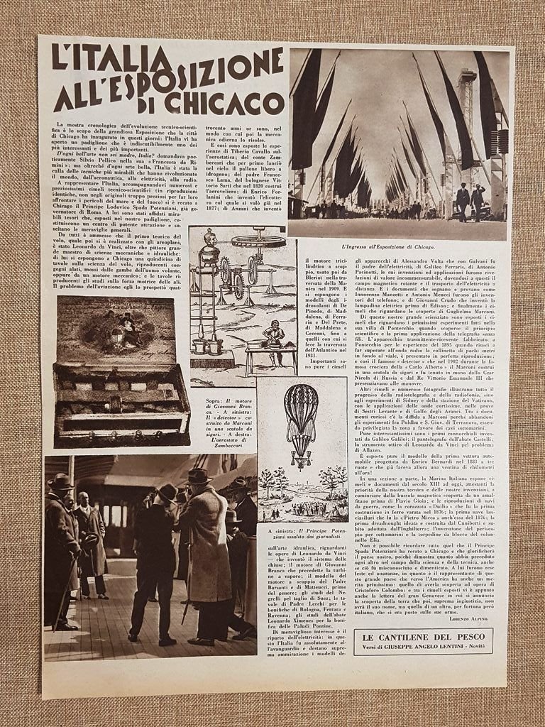 Italia all'Expo di Chicago e Missione foresta Ciaquegna Paraguay Stampa …